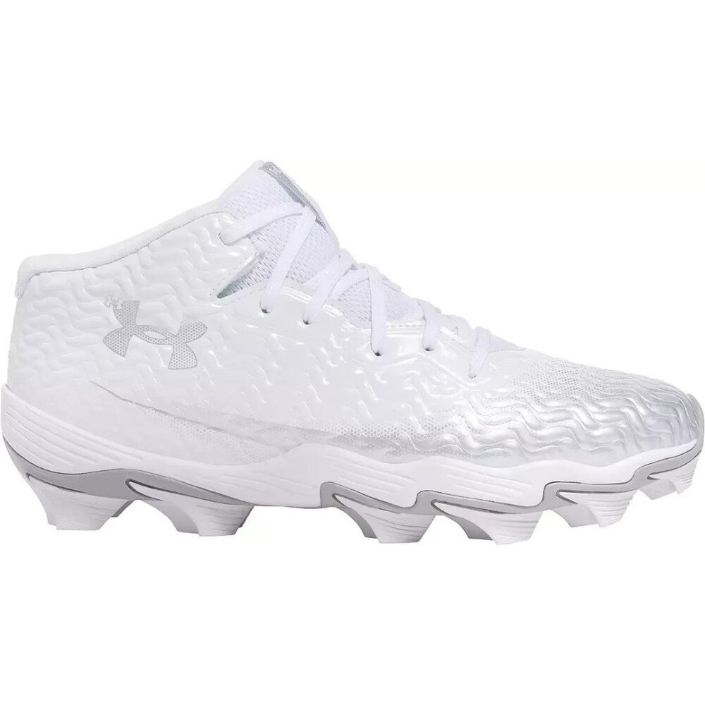 Under Armour Men's UA  Hammer MC  Mens Football Cleats  White Silver Size 12